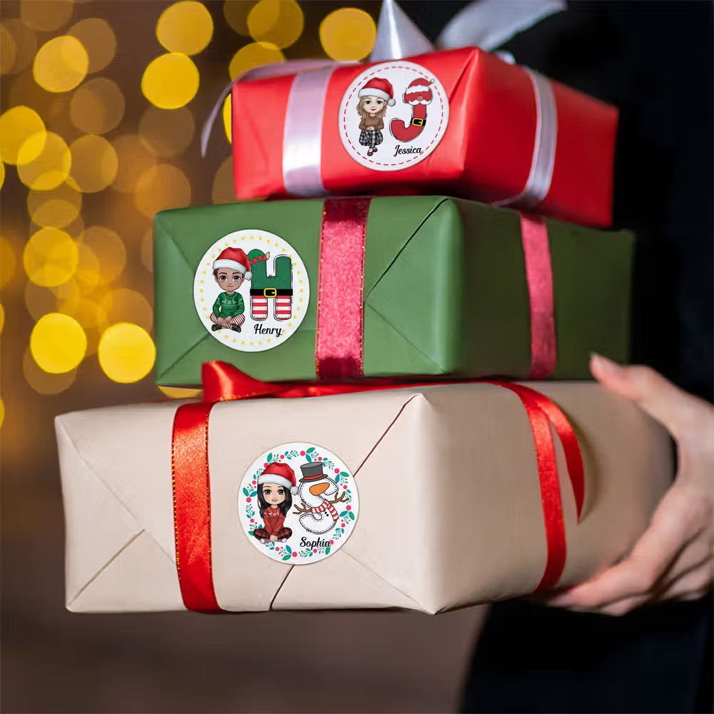 cadeaus met gepersonaliseerde stickers