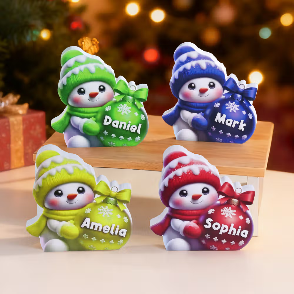 4 kleuren gepersonaliseerde sneeuwpoppen