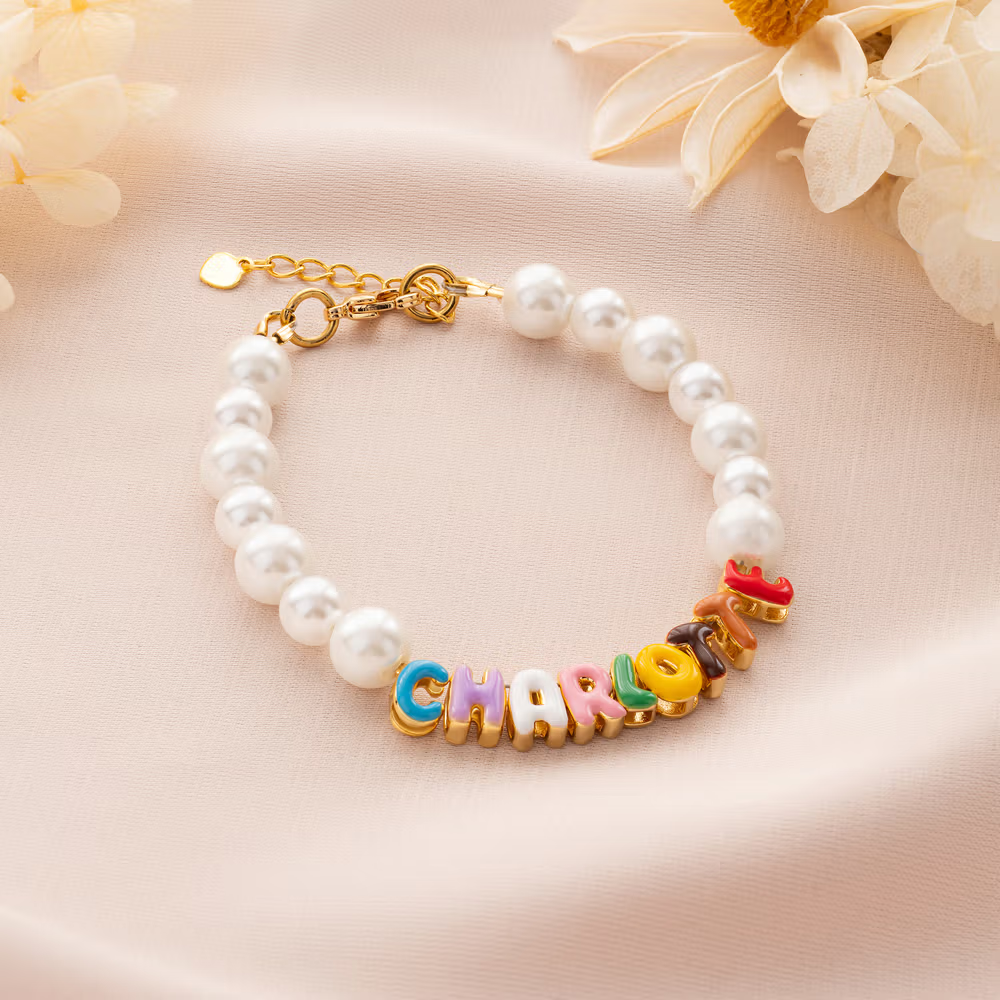 emaille letters armband op doek