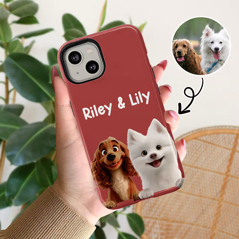 gepersonaliseerd telefoonhoesje met twee honden