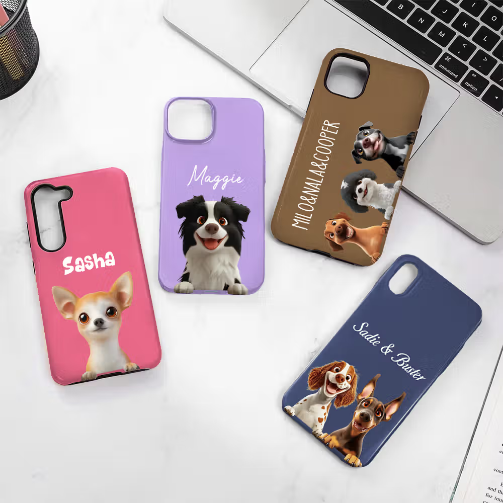 vier gepersonaliseerde telefoonhoesjes