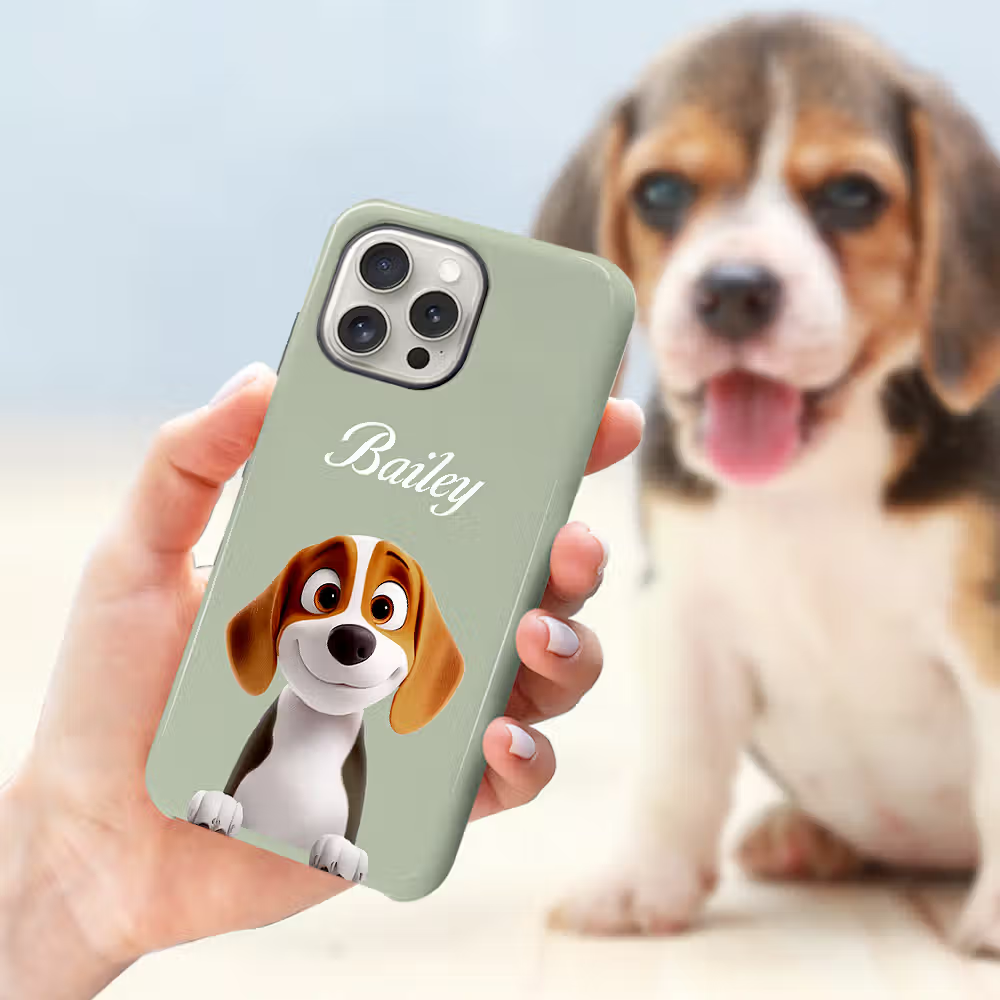 gepersonaliseerd telefoonhoesje met Beagle hond