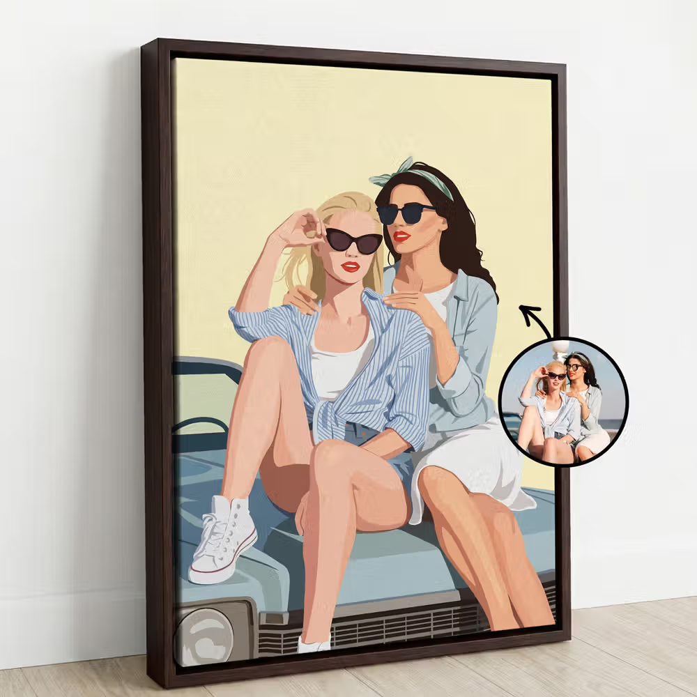 Vriendschap vereeuwigd als kunst: het gepersonaliseerde minimalistische canvas portret