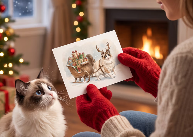 Feestelijke post met een kwispel: de gepersonaliseerde aquarel-kerstkaart met je huisdier