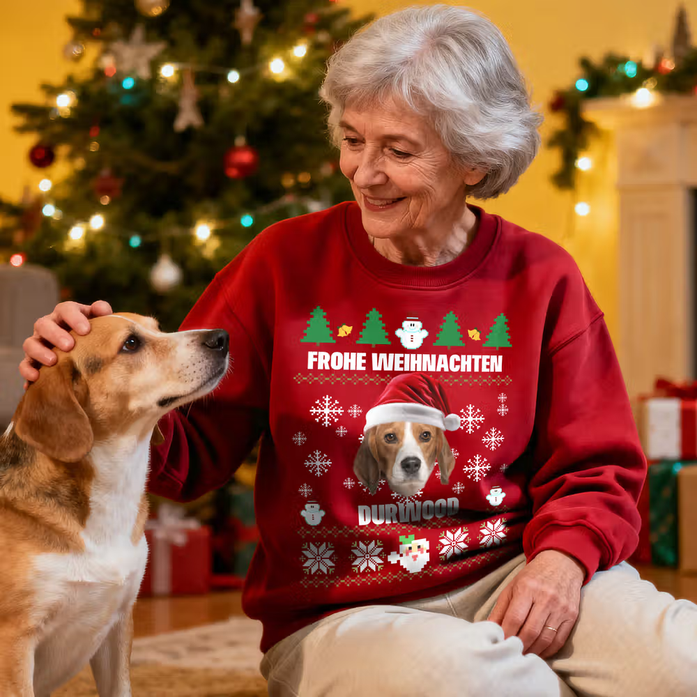 Huisdier mee aan het kerstdiner: de gepersonaliseerde foute kersttrui met foto en kerstmuts