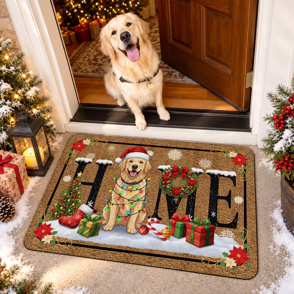 deurmat met portret van golden retriever